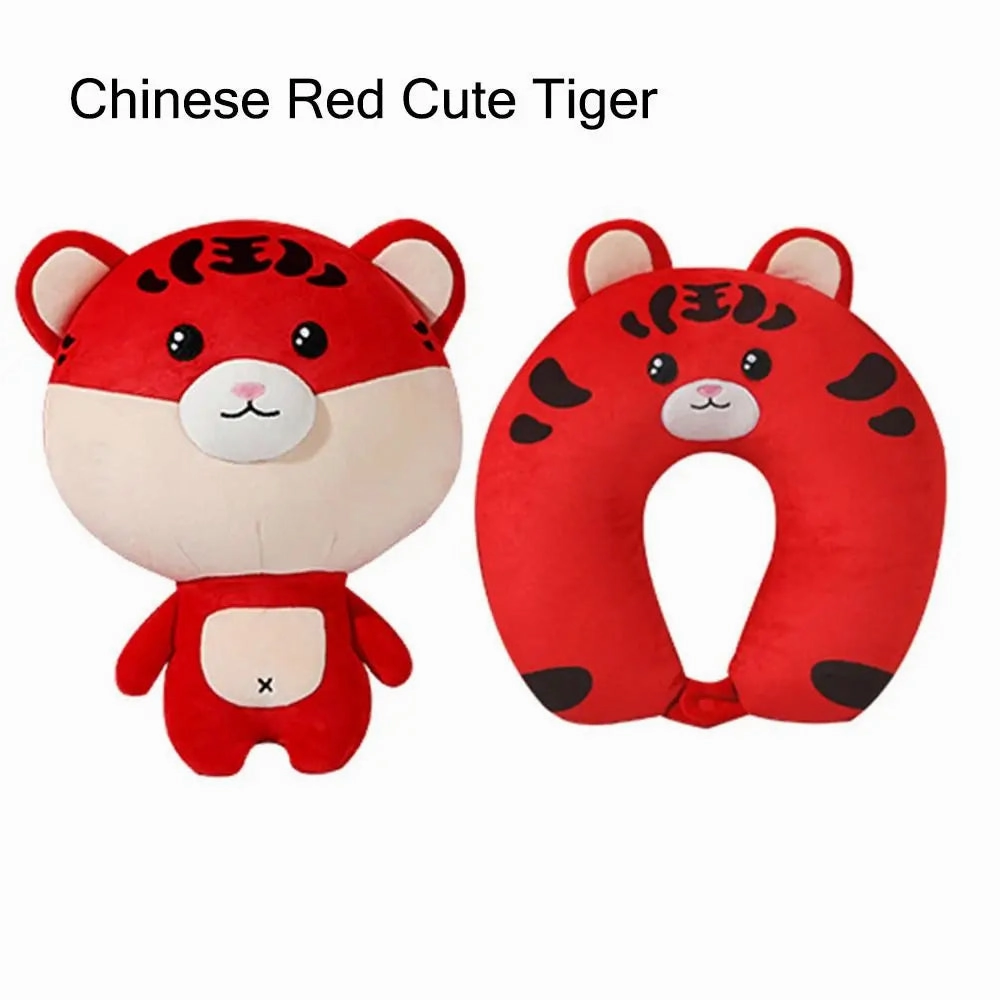 Cute Multifunctional Cartoon Cervical Fluffy Pillows - U Shaped Travel Pillow