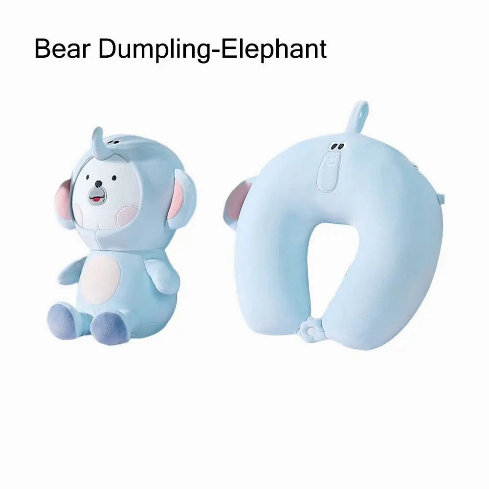 Cute Multifunctional Cartoon Cervical Fluffy Pillows - U Shaped Travel Pillow