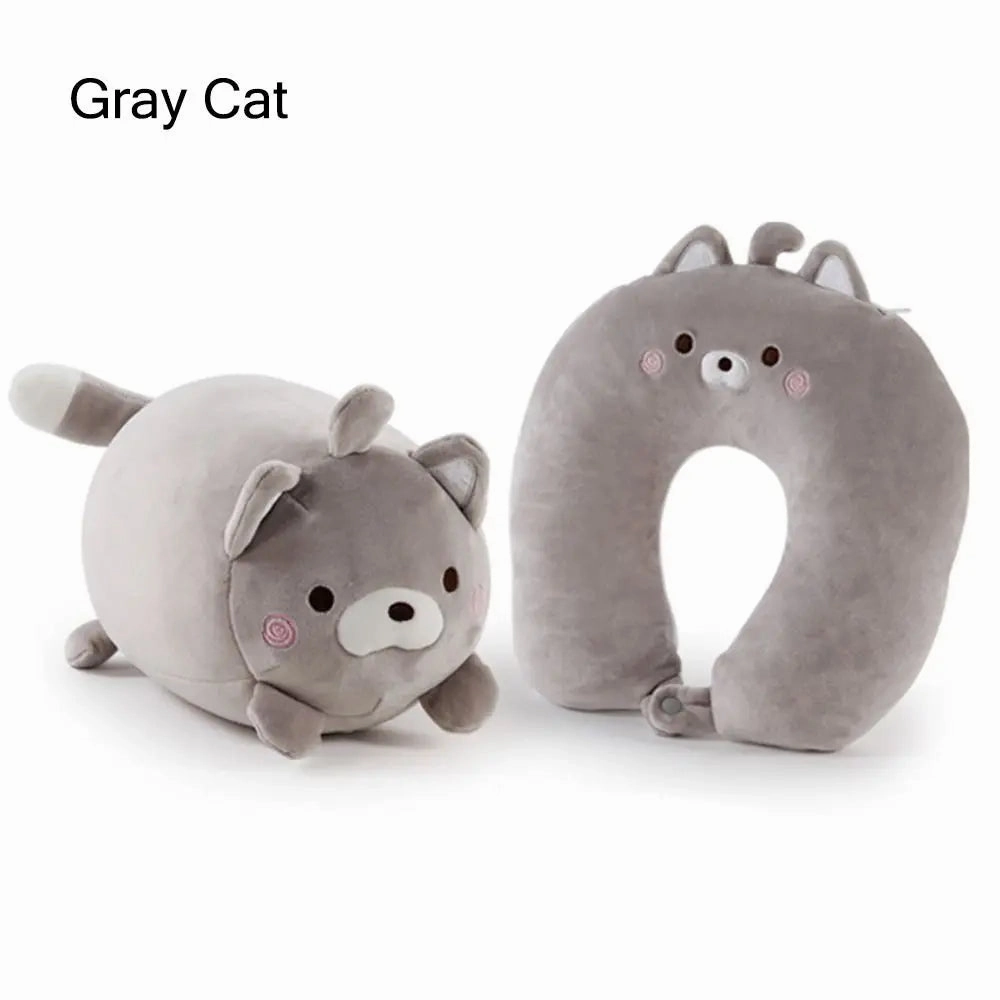 Cute Multifunctional Cartoon Cervical Fluffy Pillows - U Shaped Travel Pillow
