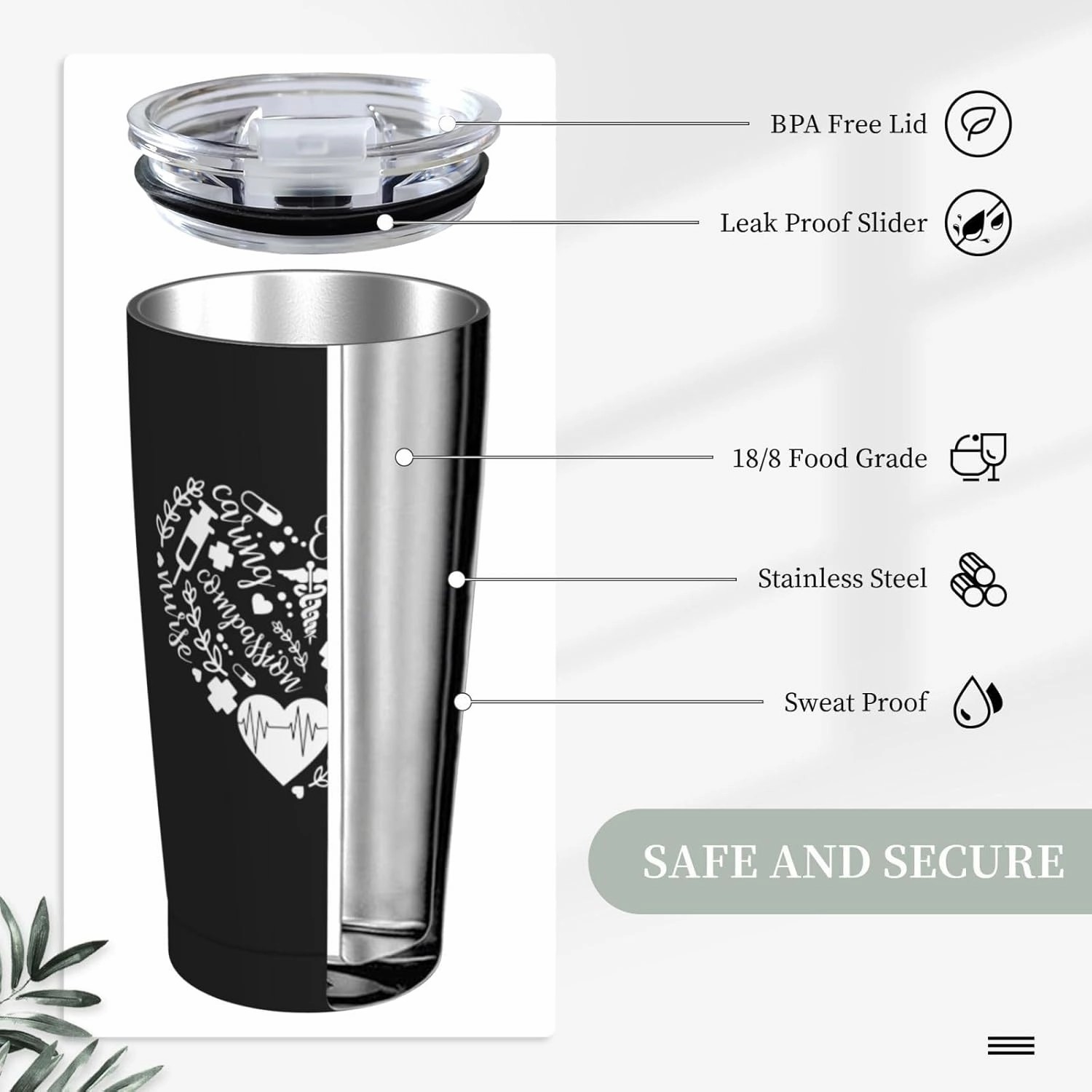 Cute Nurse Stainless Steel Tumbler with Lid 20 Oz, Nurses Week Gifts, Nurse Practitioner Gifts for Women Graduate Doctor, Nurses Appreciation Gifts for Nurse Medical Assistant Friend