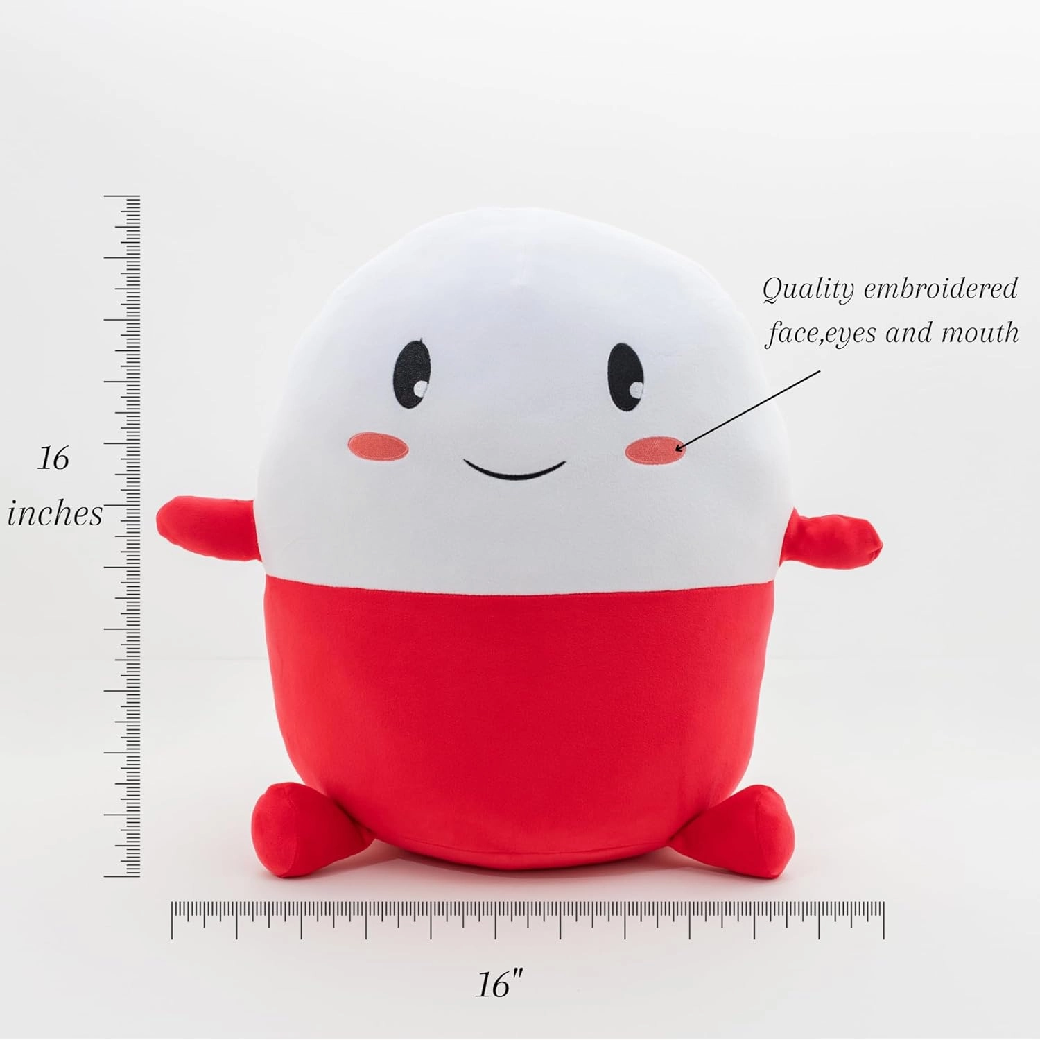 Cute Plush Toy - Large Jumbo Sized Stuffed Animal Pillow for Kids and Adults - Soft and Cuddly Gift,Stress Relief, and More - Mood-Boosting, Anxiety Comfort Toy (Jumbo Red)