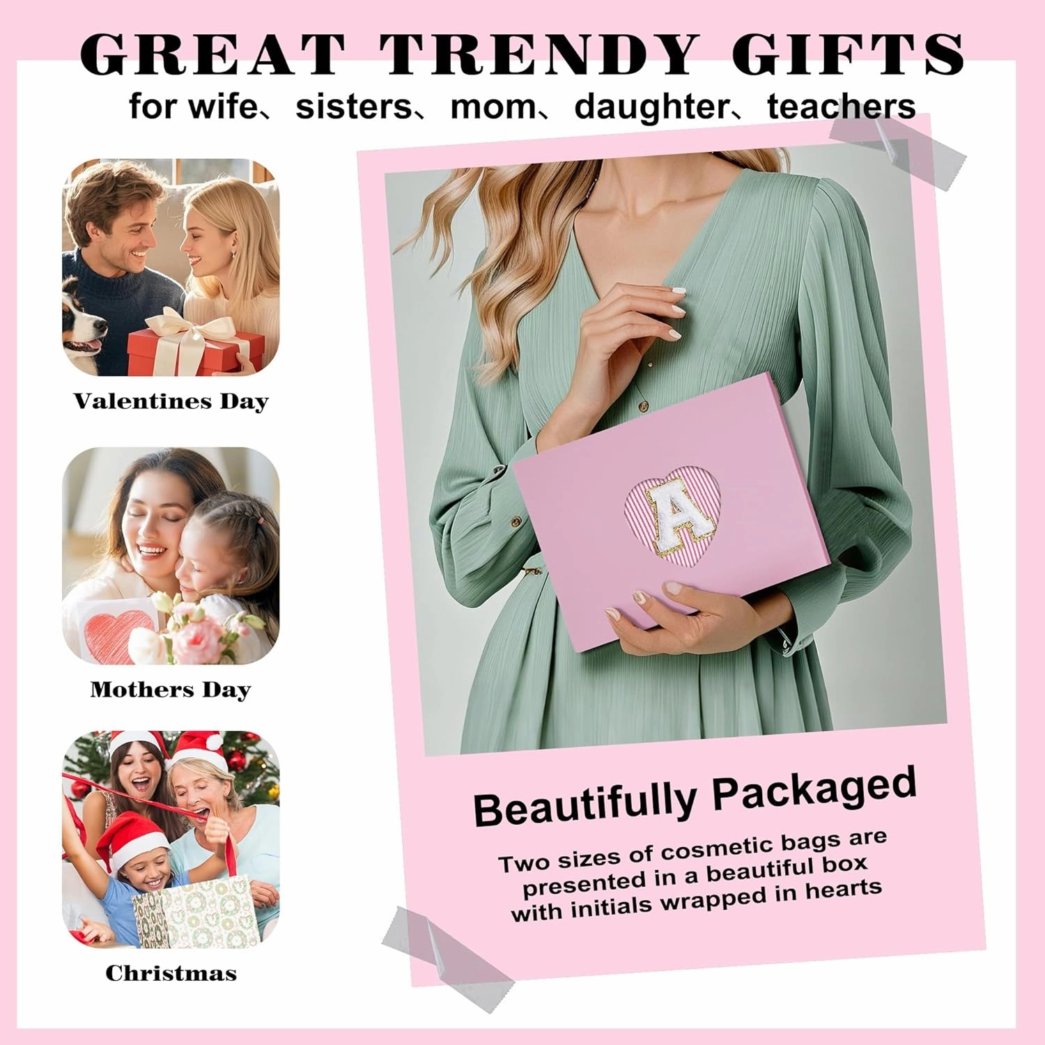 Cute Stuff for Teen Girls Gifts - 2 Piece Set Makeup Bags, Makeup Organizer Pouch for Travel, 6-12 Year Old Girl Birthday Gifts, Travel Essentials for Women, Personalized Birthday Gifts- C