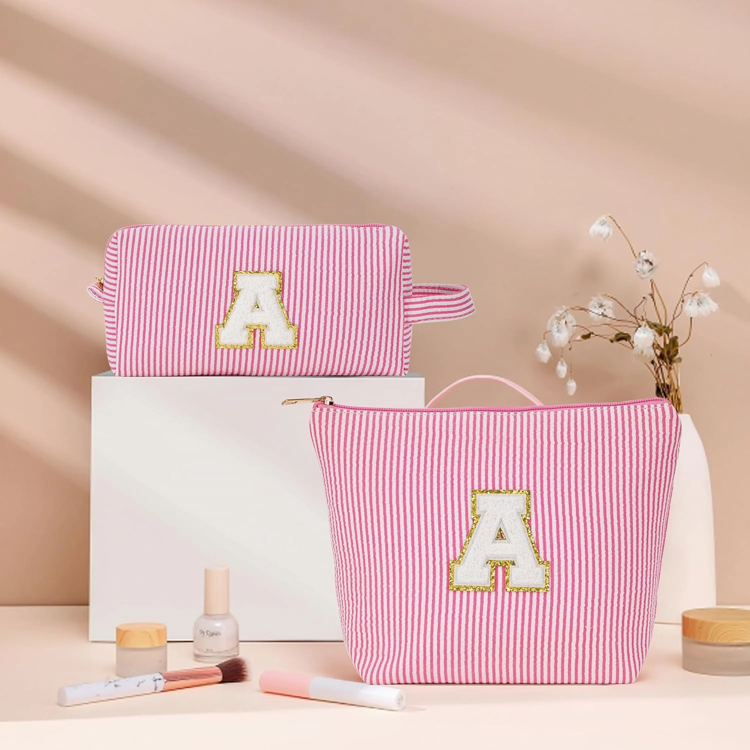 Cute Stuff for Teen Girls Gifts - 2 Piece Set Makeup Bags, Makeup Organizer Pouch for Travel, 6-12 Year Old Girl Birthday Gifts, Travel Essentials for Women, Personalized Birthday Gifts- C