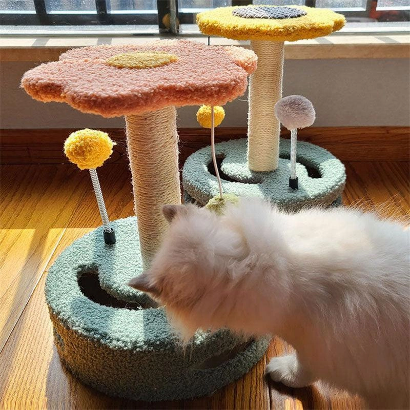 Cute Sunflower Cat Tree Climbing Scratching Toy