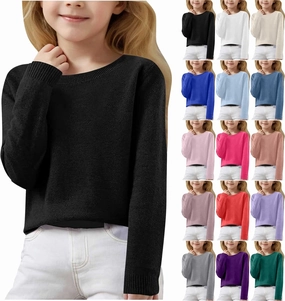 Cute Sweaters for Teen Girls Lightweight Crewneck Knit Pullovers Casual Loose Soft Kids Long Sleeve Tops Spring 6-15T