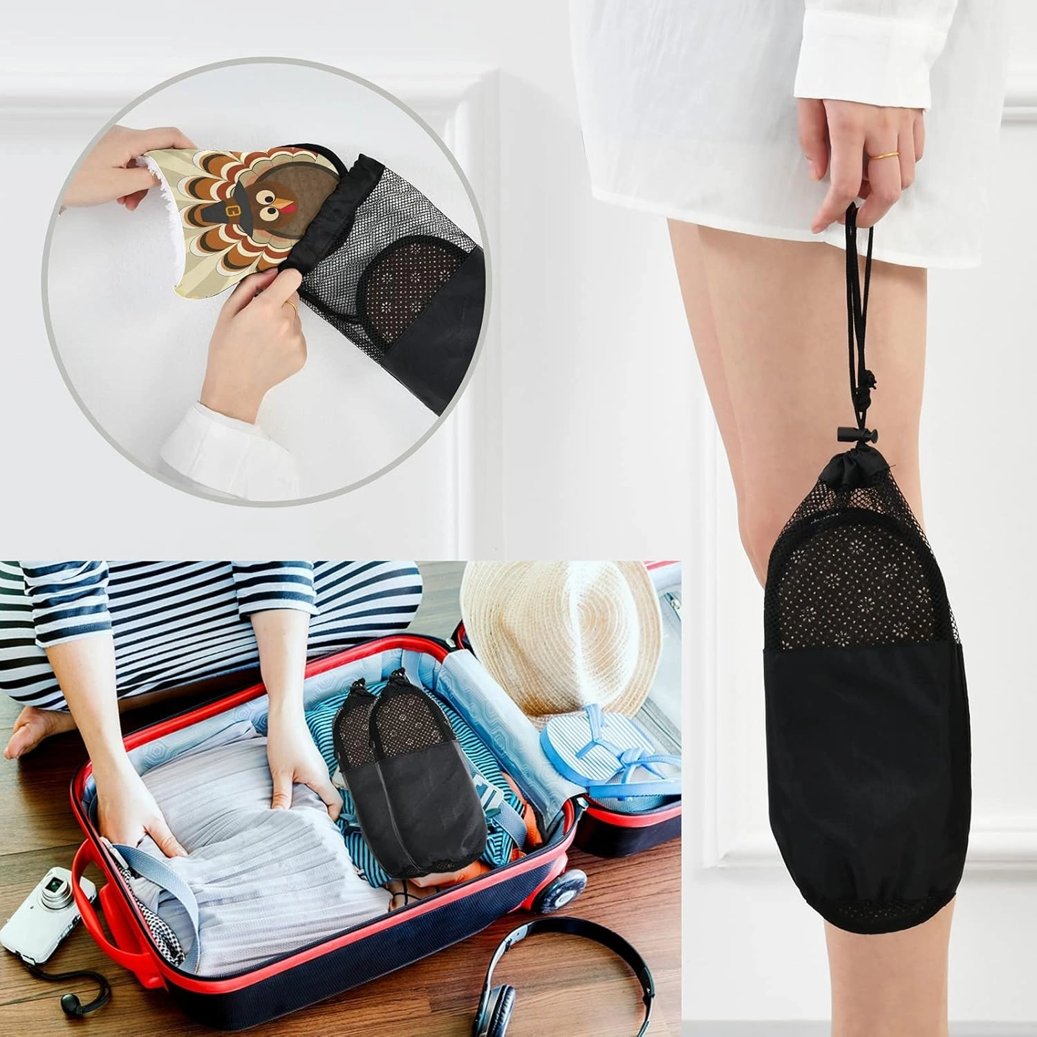 Cute Turkey Fall Thanksgiving Slippers, Soft Memory Foam Non-Slip Indoor House Slippers Home Shoes for Bedroom Hotel Travel Spa