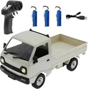 D12 1:16 Mini RC Truck, Full Proportional Remote Control Mini Pickup Model Car with LED Lights, 2.4GHz Electric Vehicle Gift for Hobbyists (3 Battery)