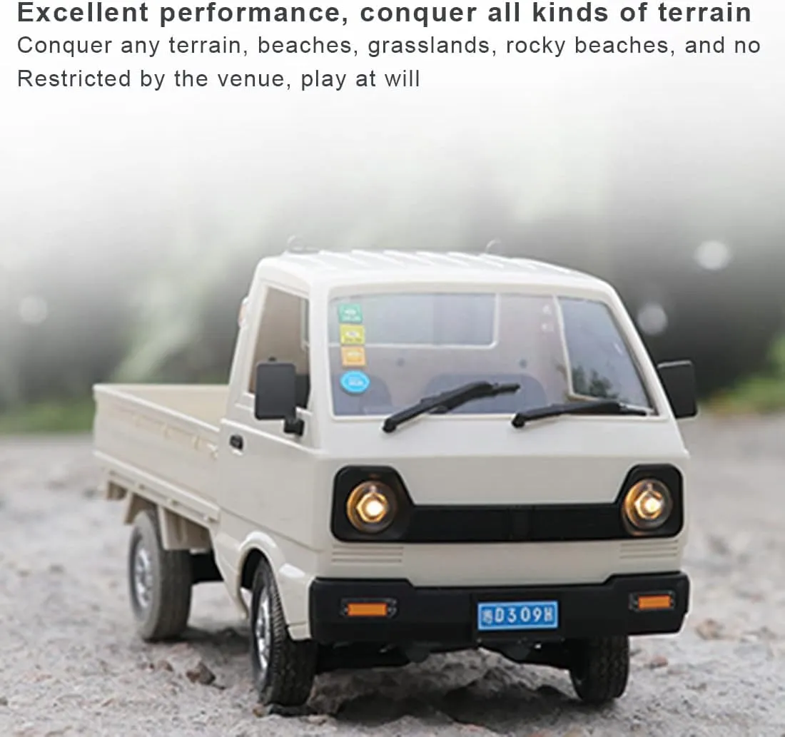 D12 1:16 Mini RC Truck, Full Proportional Remote Control Mini Pickup Model Car with LED Lights, 2.4GHz Electric Vehicle Gift for Hobbyists (3 Battery)