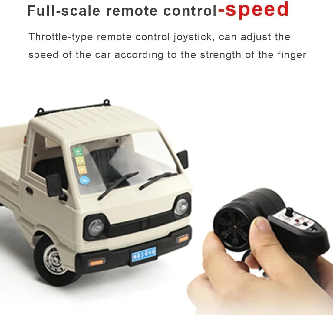 D12 1:16 Mini RC Truck, Full Proportional Remote Control Mini Pickup Model Car with LED Lights, 2.4GHz Electric Vehicle Gift for Hobbyists (3 Battery)