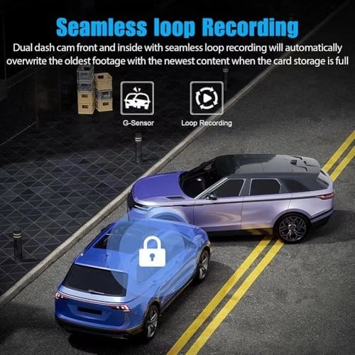 Dash Camera for Car Security Camera 3 Channel Dashcam Front and Rear Inside 1080P with 2 Inch Screen, Loop Recording, HDR, G-Sensor