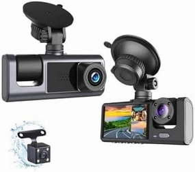 Dash Camera for Car Security Camera 3 Channel Dashcam Front and Rear Inside 1080P with 2 Inch Screen, Loop Recording, HDR, G-Sensor