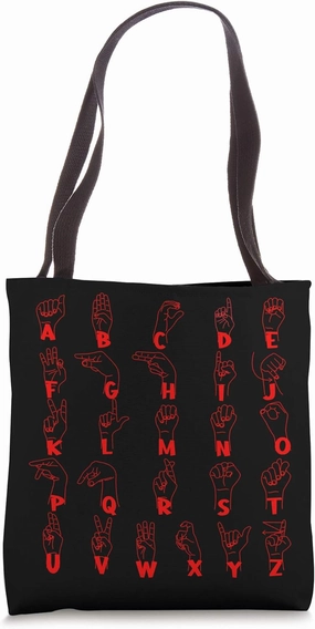 Deafness Language Alphabet Deaf Hearing Sign Gesture Gift Tote Bag