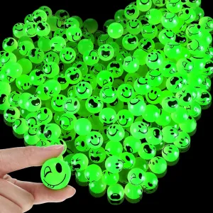 Deekin 300 Pack Bouncy Balls Bulk Glow in the Dark Smile Face 1 Inch Mini High Bounce Bouncy Balls 3 Facial Styles for Kids Teens Party Birthday Favors Goodie Gift Bag Fillers