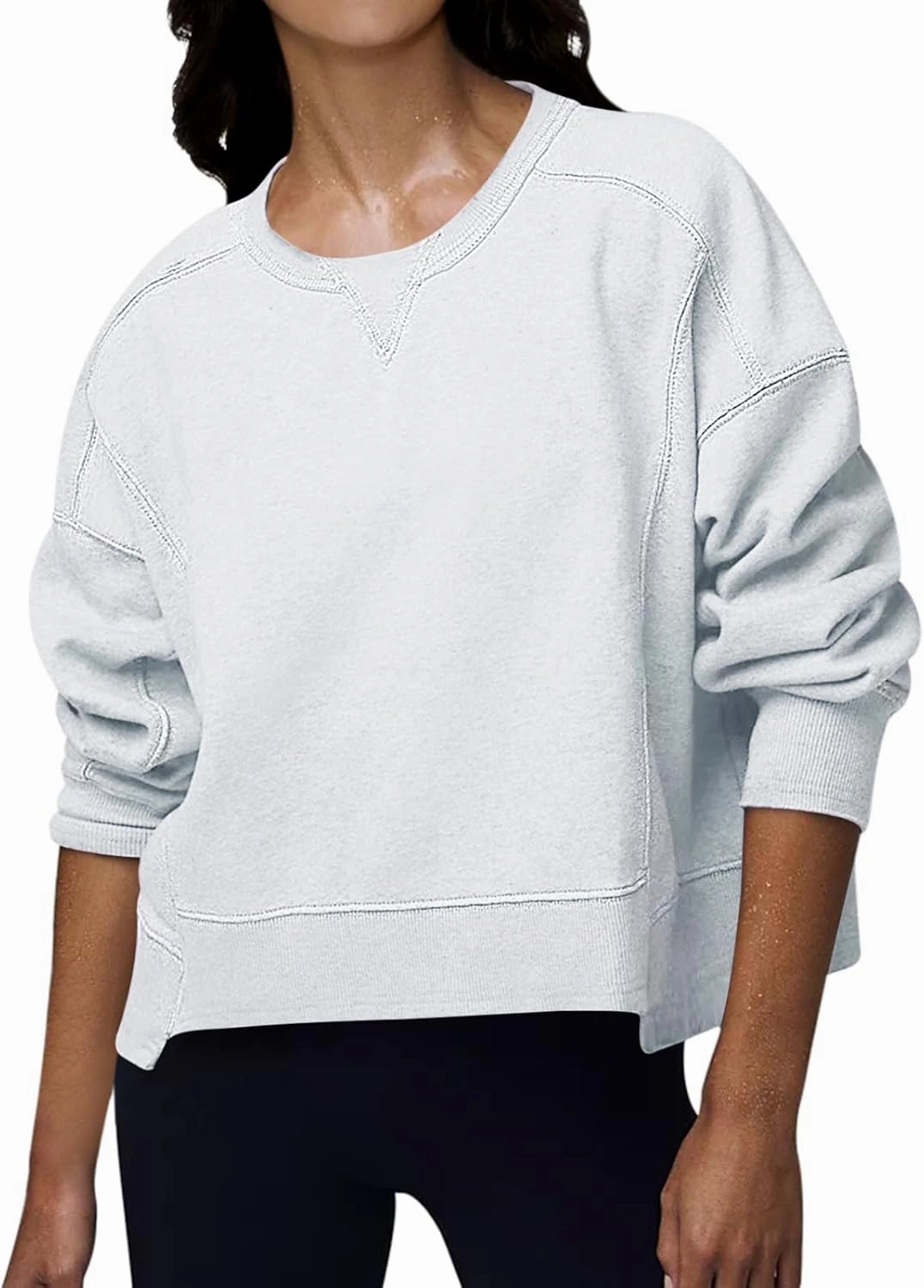 DEEP SELF Womens Crew Neck Sweatshirts Crop Fall Long Sleeve Casual Pullover Tops Loose Sweatshirts