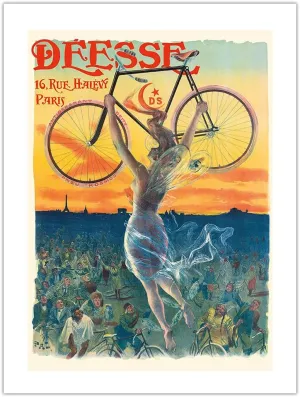 Déesse Bicycles - Paris France - Winged Goddess - Vintage Advertising Poster by Jean de Paleologue c.1898 - Bamboo Fine Art 290gsm Paper Print (Unframed) 18x24in