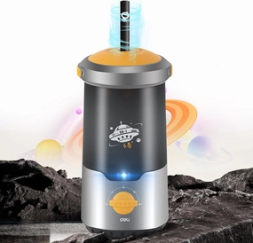 deli Electric Pencil Sharpener, Fully Automatic Spaceship Styling Pencil Sharpener, Auto in & Out, Rechargeable Hands-Free Pencil Sharpener for 6.9-10.8mm, Home, Classroom, Battery Operate, Black