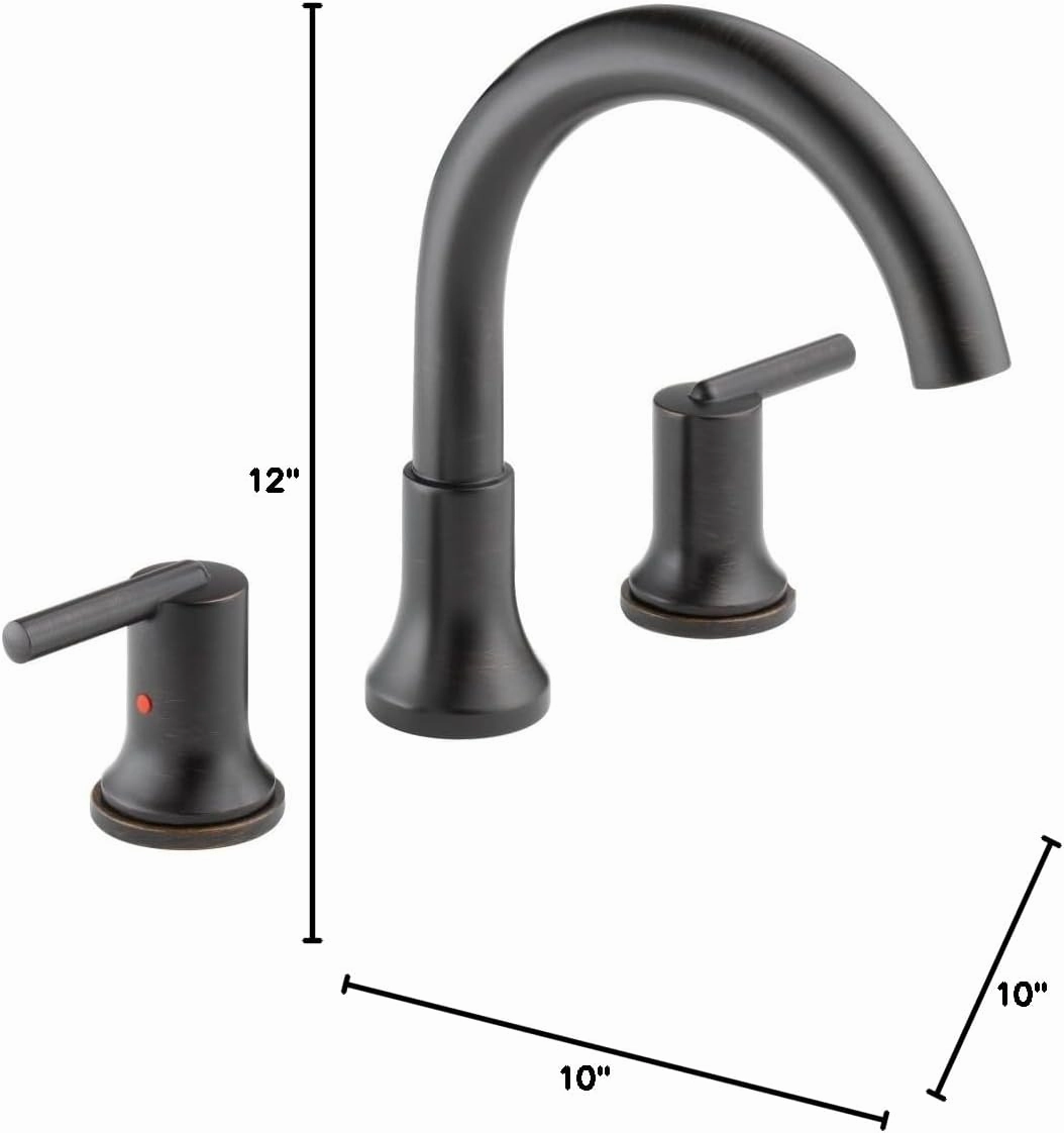 Delta Faucet Trinsic 2-Handle Widespread Roman Tub Faucet, Oil Rubbed Bronze Tub Faucet, Roman Bathtub Faucet, Delta Roman Tub Faucet, Tub Filler, Venetian Bronze T2759-RB (Valve Not Included) , 10.00 x 12.00 x 10.00 inches
