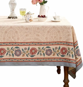 Designer Vintage Floral Linen Rectangle Tablecloth,Indian Style Wrinkle Resistant Soft Table Cloth,Decor Table Cover for Kitchen,Dining,Tea Party,Home,Christmas,55"*71"