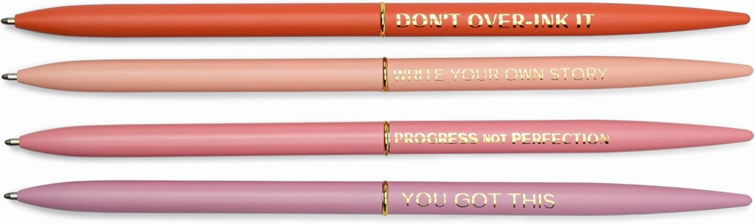DesignWorks Ink Set of 4 Slim Metal Twisty Pens - Motivation Set