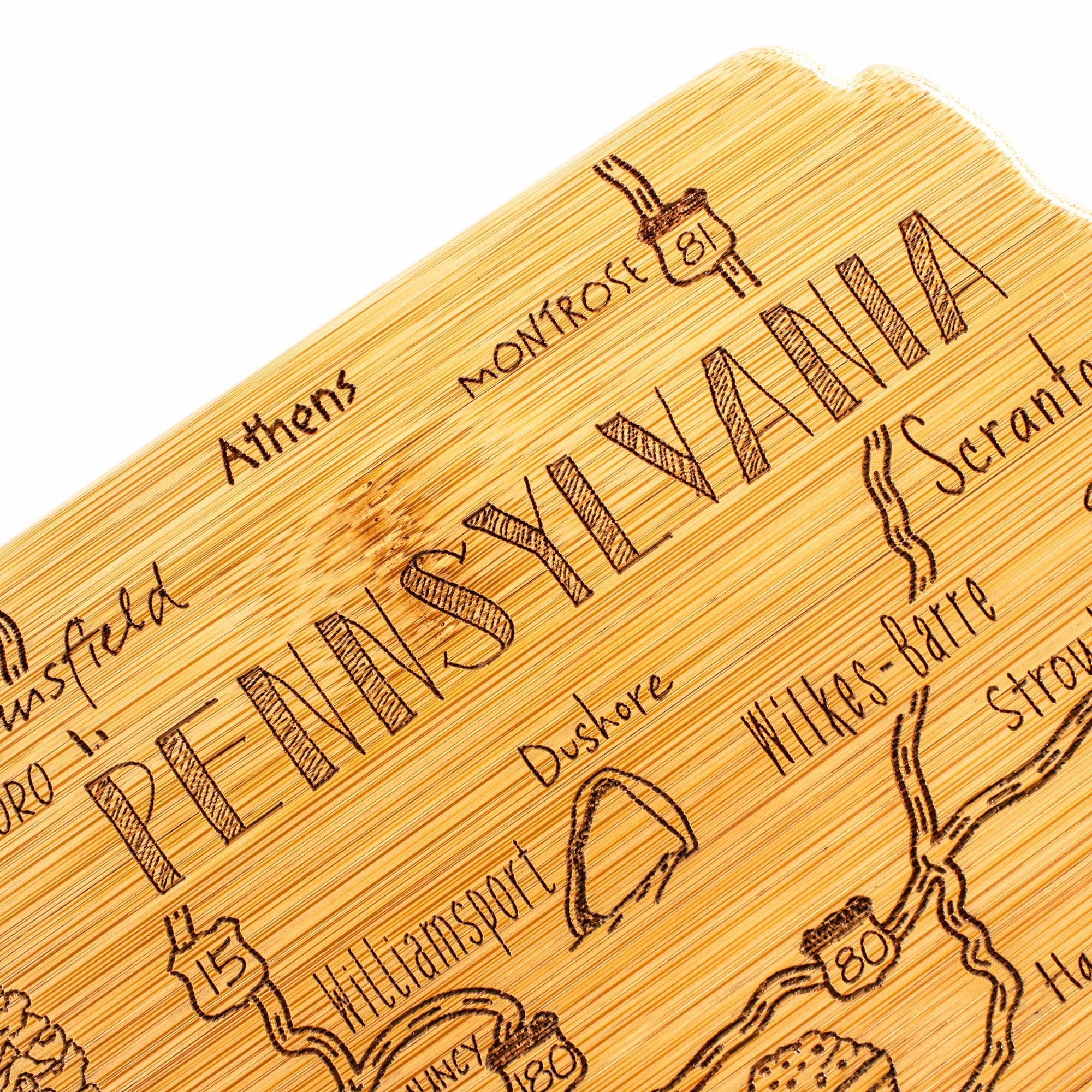 Destination Pennsylvania Cutting Board with Engraved Artwork