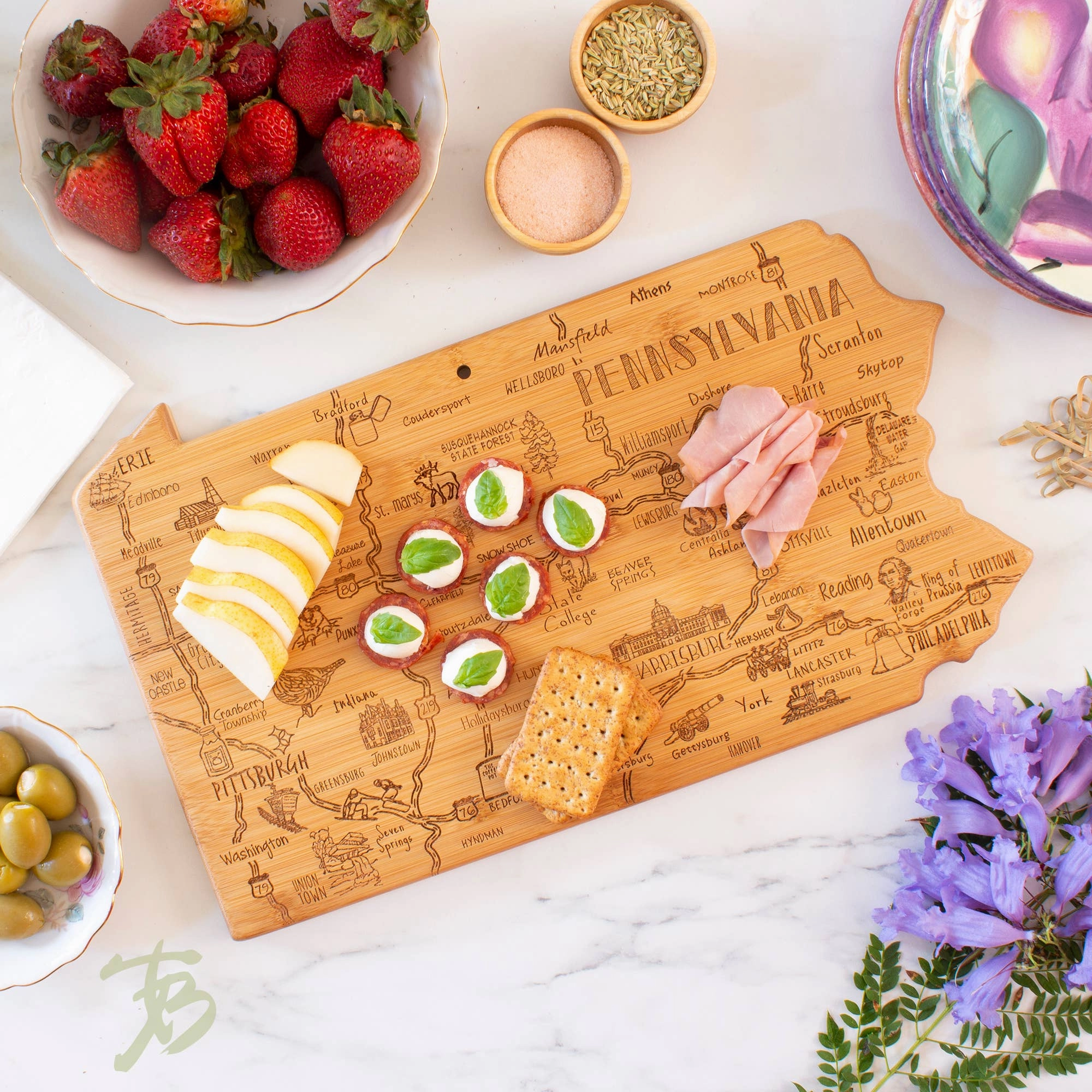 Destination Pennsylvania Cutting Board with Engraved Artwork