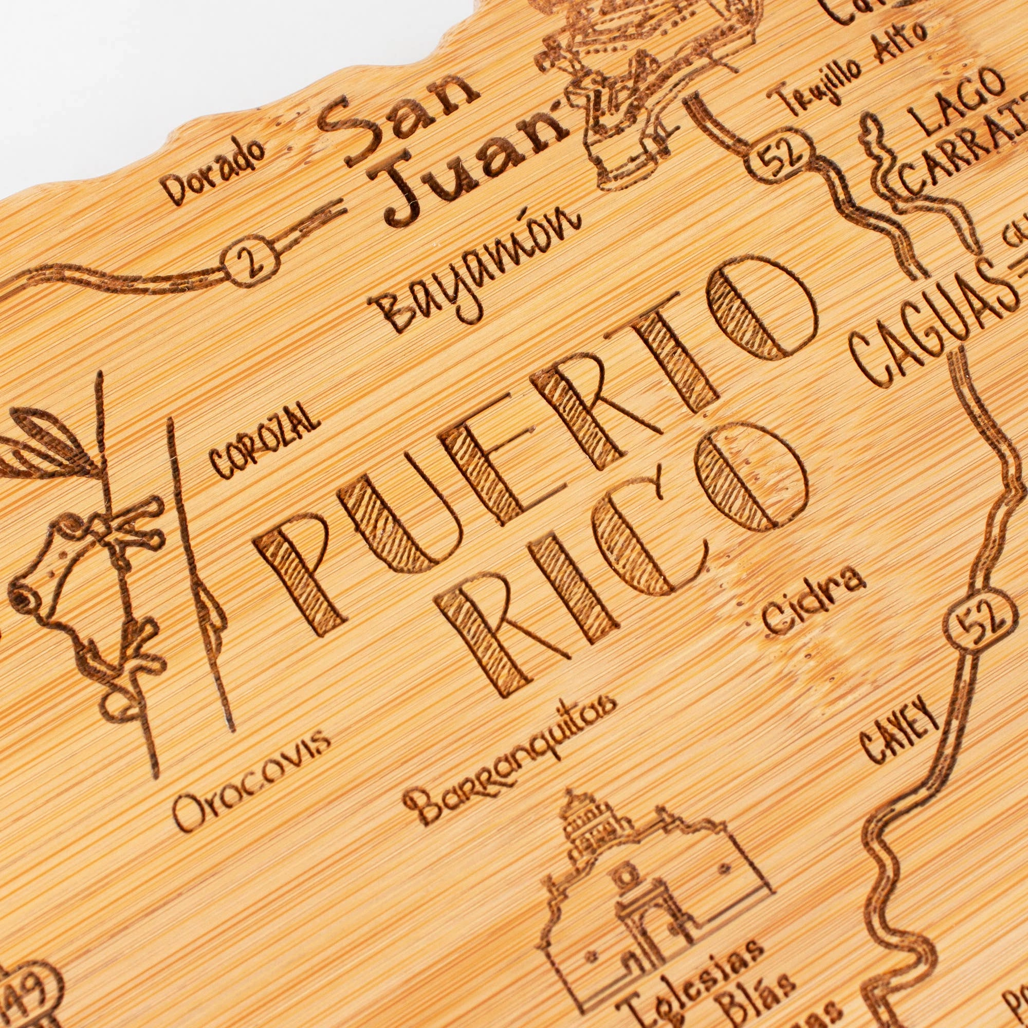 Destination Puerto Rico Cutting Board with Engraved Artwork
