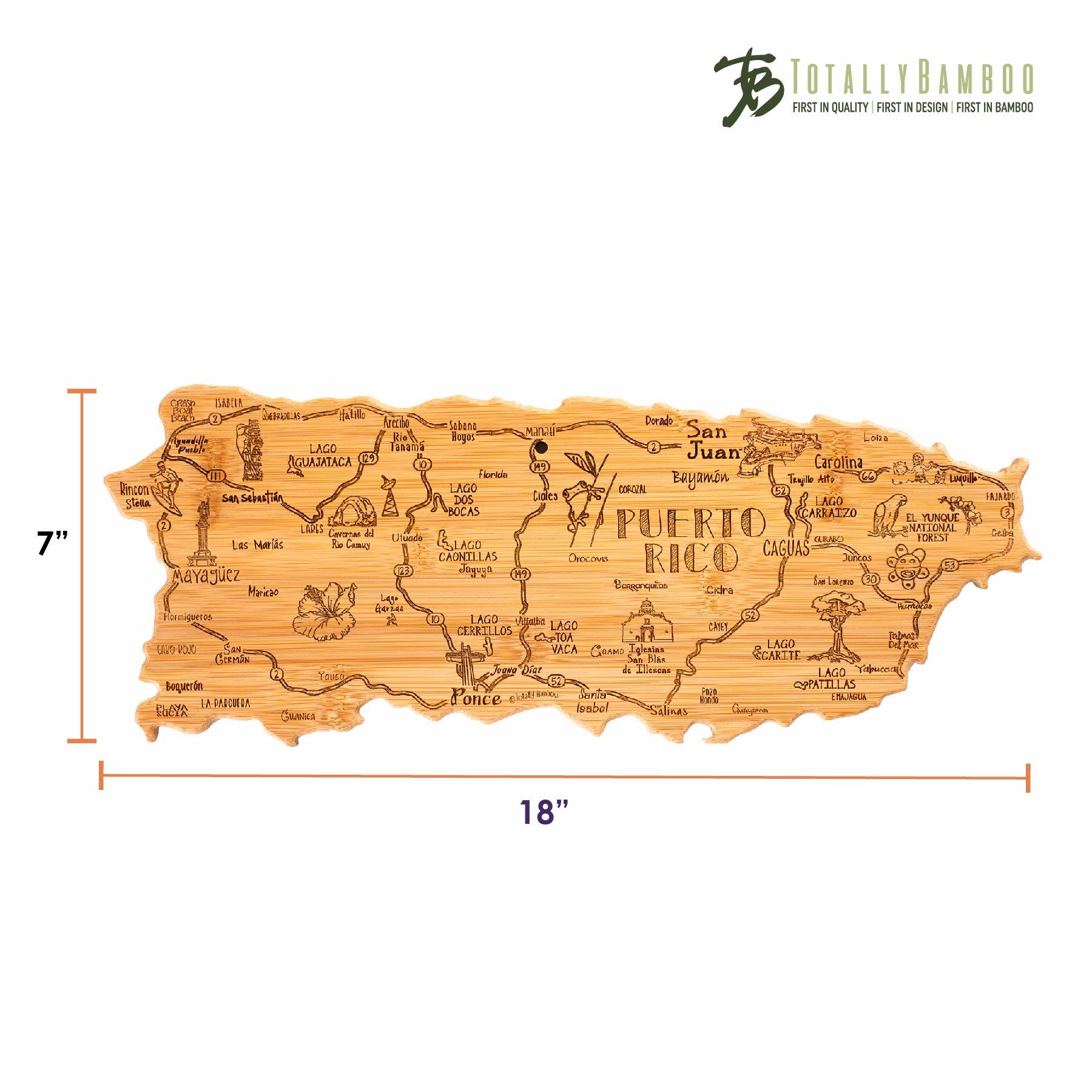 Destination Puerto Rico Cutting Board with Engraved Artwork