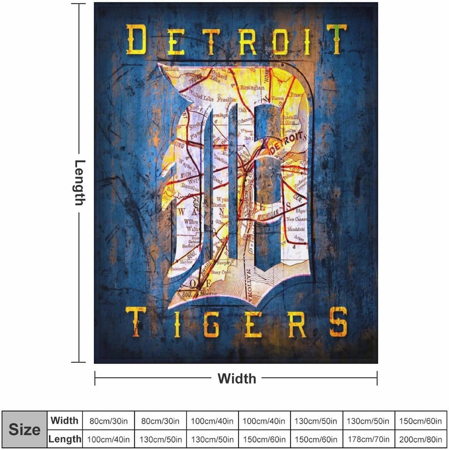 Detroit City Baseball Blanket Soft Flannel Lightweight Outdoor Travel Blanket Living Room Bedroom Sofa Decoration Baseball Fan Gift 50x60 Inch