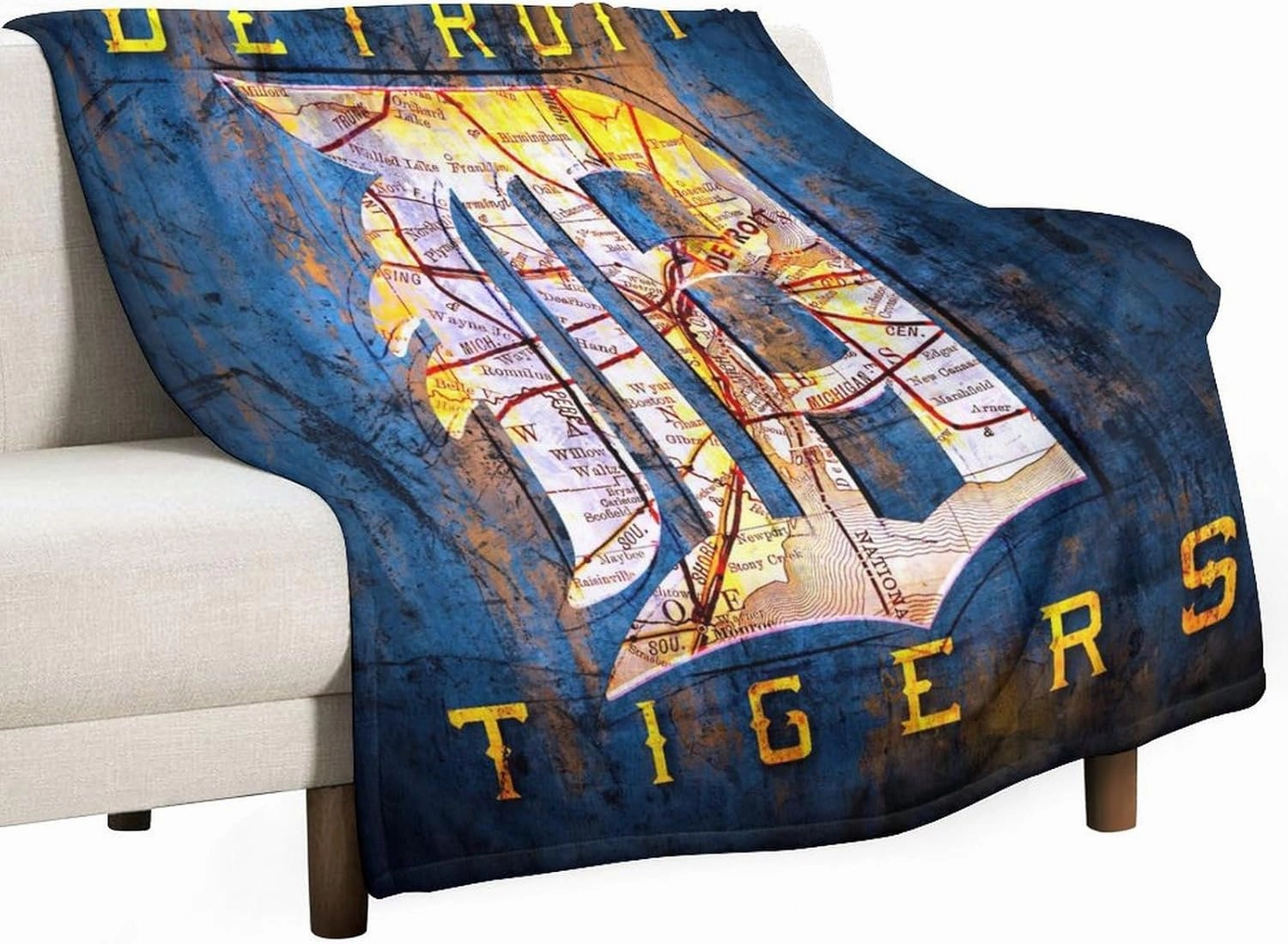 Detroit City Baseball Blanket Soft Flannel Lightweight Outdoor Travel Blanket Living Room Bedroom Sofa Decoration Baseball Fan Gift 50x60 Inch