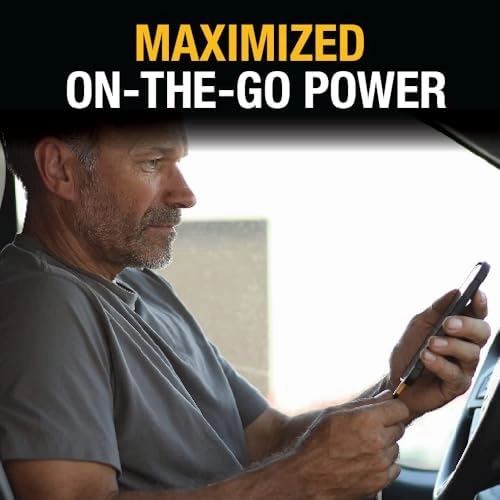 DEWALT 5-Port Front & Back Seat Mobile USB PD Car Charger, 72W Car Charger Adapter, USB Car Charger for Multiple Devices, Cigarette Lighter Adapter USB Charger with Cable for Back Seat Charging