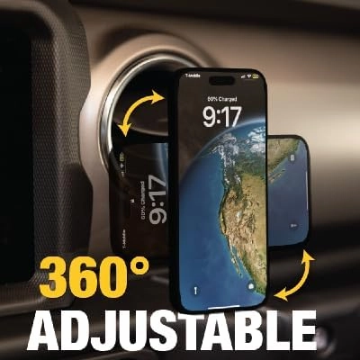 DEWALT Magnetic Phone Holder for Car, Universal Air Vent Magnetic Car Phone Holder, Reinforced Automobile Mount for Mobile Devices and Mini Tablets, Included Metal Plates for NonMagSafe Devices