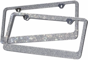 Diamond Bling License Plate Frame (Pack of 2) Best for Front & Rear - Auto Accessories Fits Select Vehicles Car Truck Van SUV Bumper Cover - Sparkly Glitter Rhinestone Cute Tag Holder