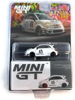 Diecast Model Car Compatible with Mini GT 1:64 LB-Works x Abas Works Abarth 595 Gara White Limited Edition MGT00809