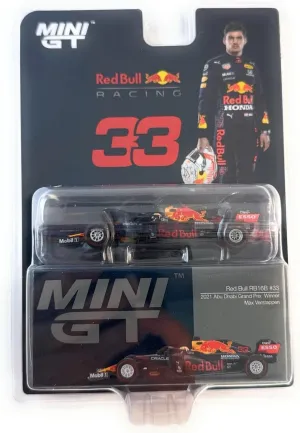 Diecast Model Car Compatible with Mini GT 1:64 Red Bull RB16B #33 Max Verstappen 2021 Abu Dhabi Grand Prix Winner Limited Edition MGT00835
