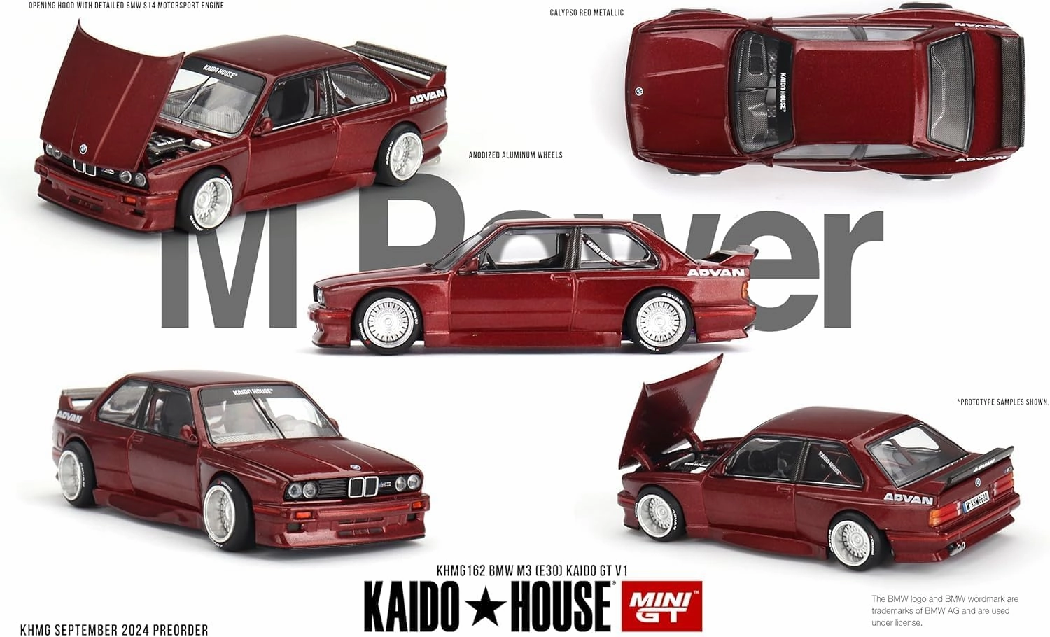 Diecast Model Car Compatible for Kaido House x Mini GT 1:64 BMW M3 (E30) Kaido GT V1 M Red Limited Edition Die-cast KHMG162