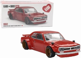 Diecast Model Car Compatible with Kaido House x Mini GT 1:64 Nissan Skyline 2000GT-R (KPGC10) Kaido Street V1 Red Limited Edition KHMG175