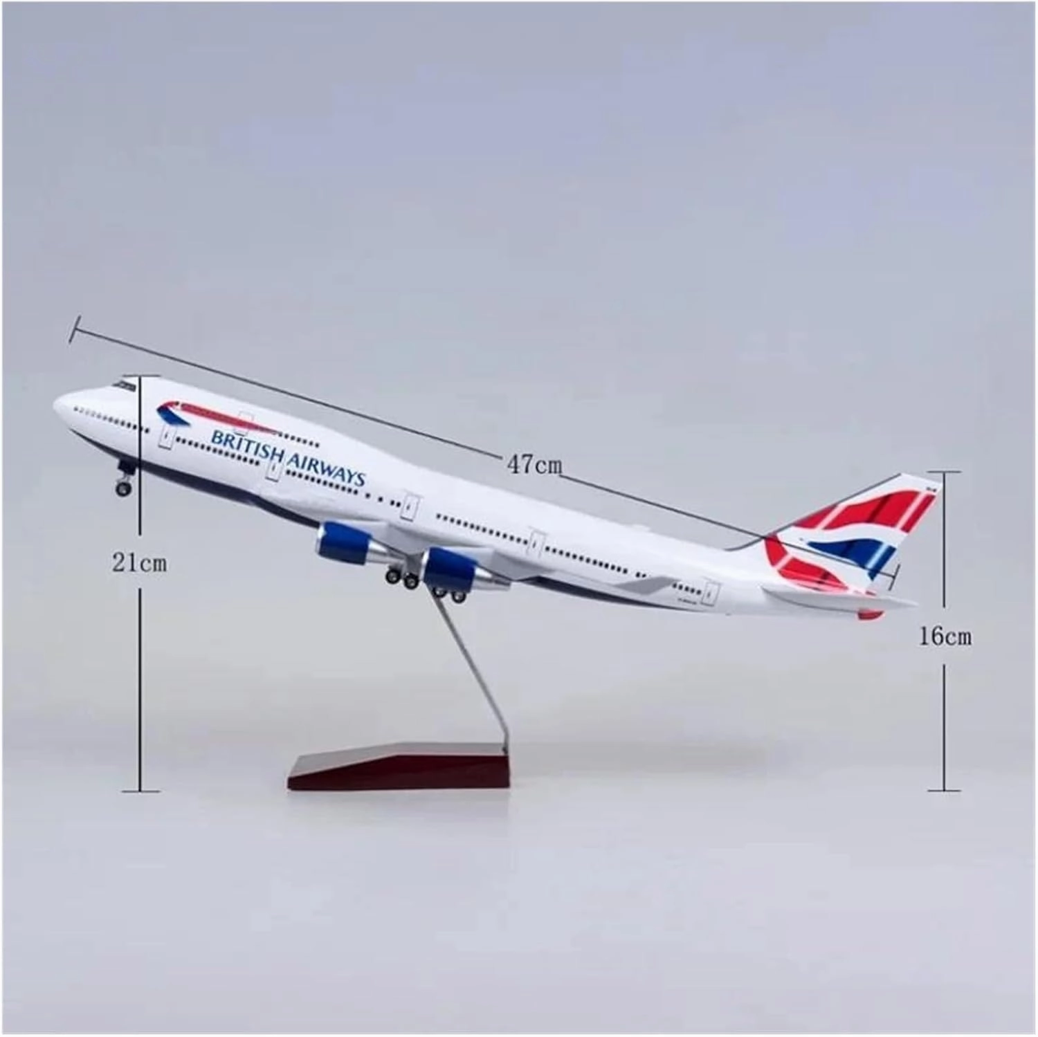 Diecast Plane Model 1:160 Scale for B747 Large Scale Die-cast Airplane Model with Stand for Collection (with Light)