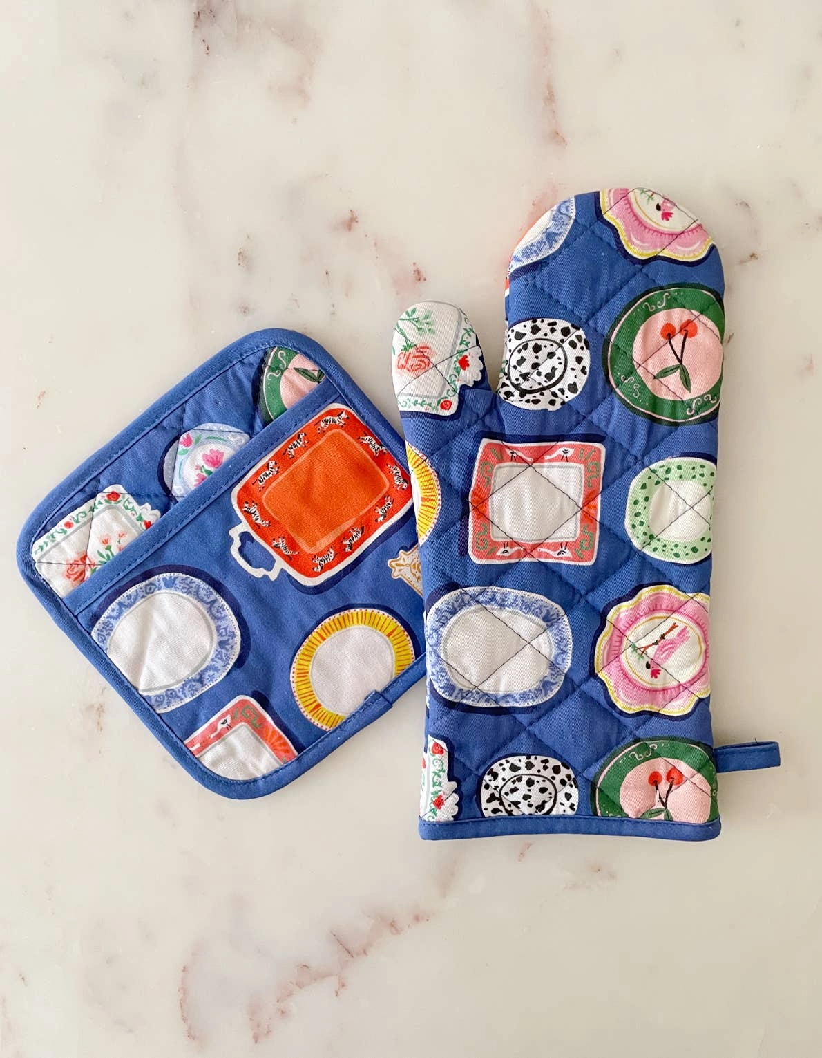 Dinner Plates Oven Mitt   Pot Holder Set
