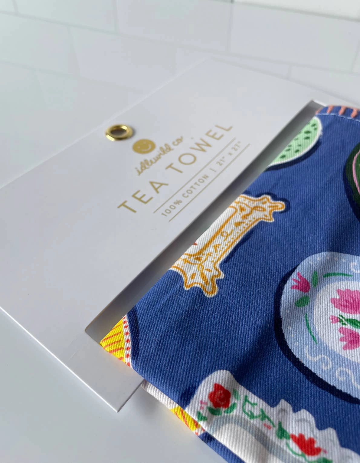 Dinner Plates Tea Towel with Embroidered Detail