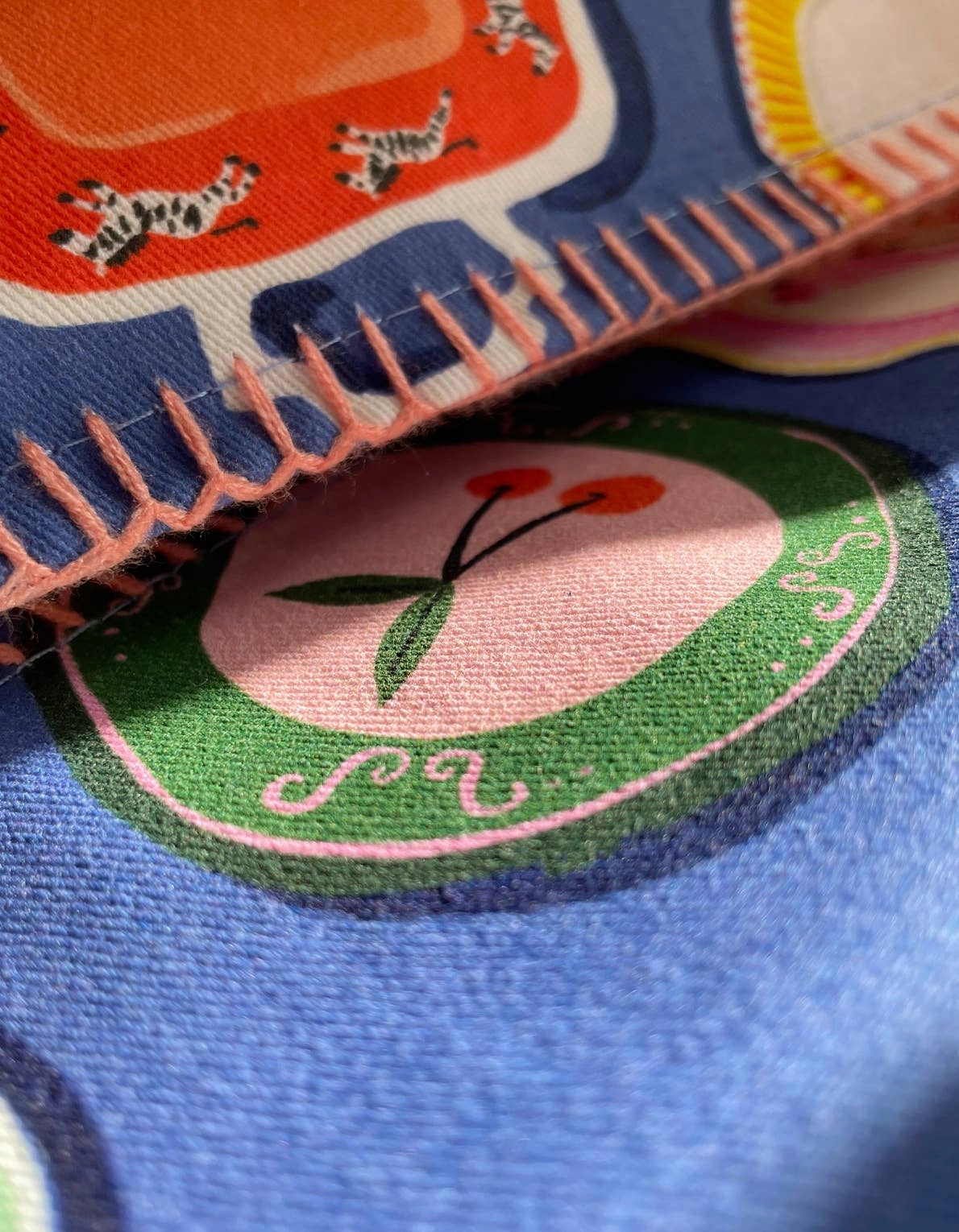 Dinner Plates Tea Towel with Embroidered Detail