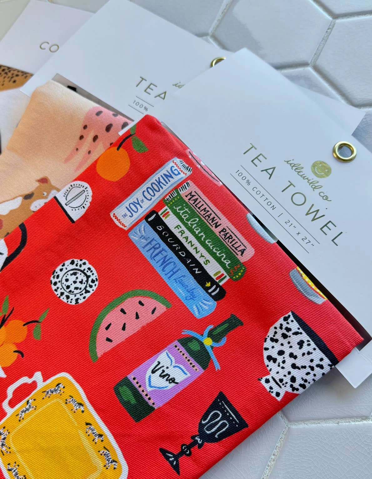 Dinner Plates Tea Towel with Embroidered Detail