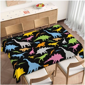 Dinosaur Rectangle Tablecloth 52x70 Inch Colorful Dinosaurs Dragon Cute Dining Table Cloth Table Cover for Home Kitchen Restaurant Party Buffet Picnic, 4-6 Seats
