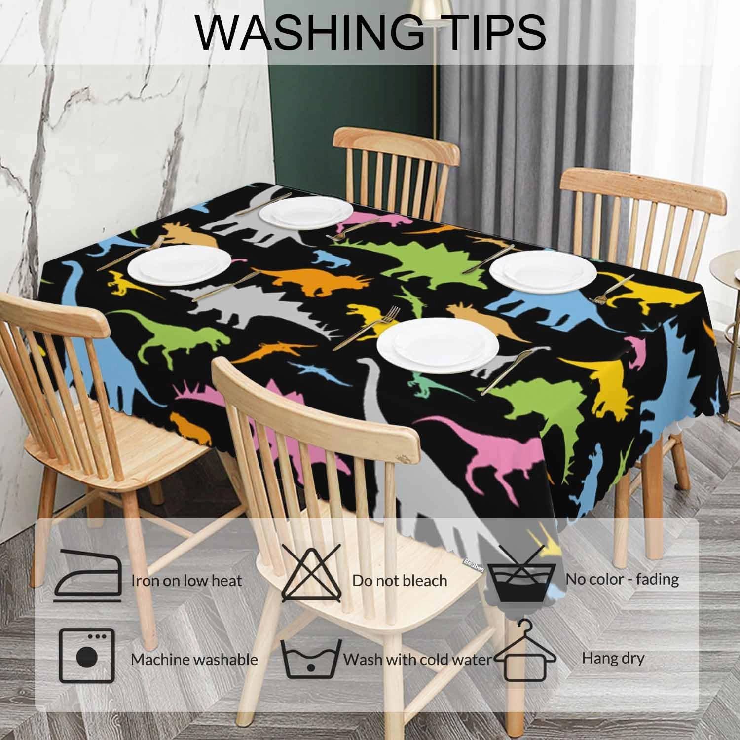 Dinosaur Rectangle Tablecloth 52x70 Inch Colorful Dinosaurs Dragon Cute Dining Table Cloth Table Cover for Home Kitchen Restaurant Party Buffet Picnic, 4-6 Seats