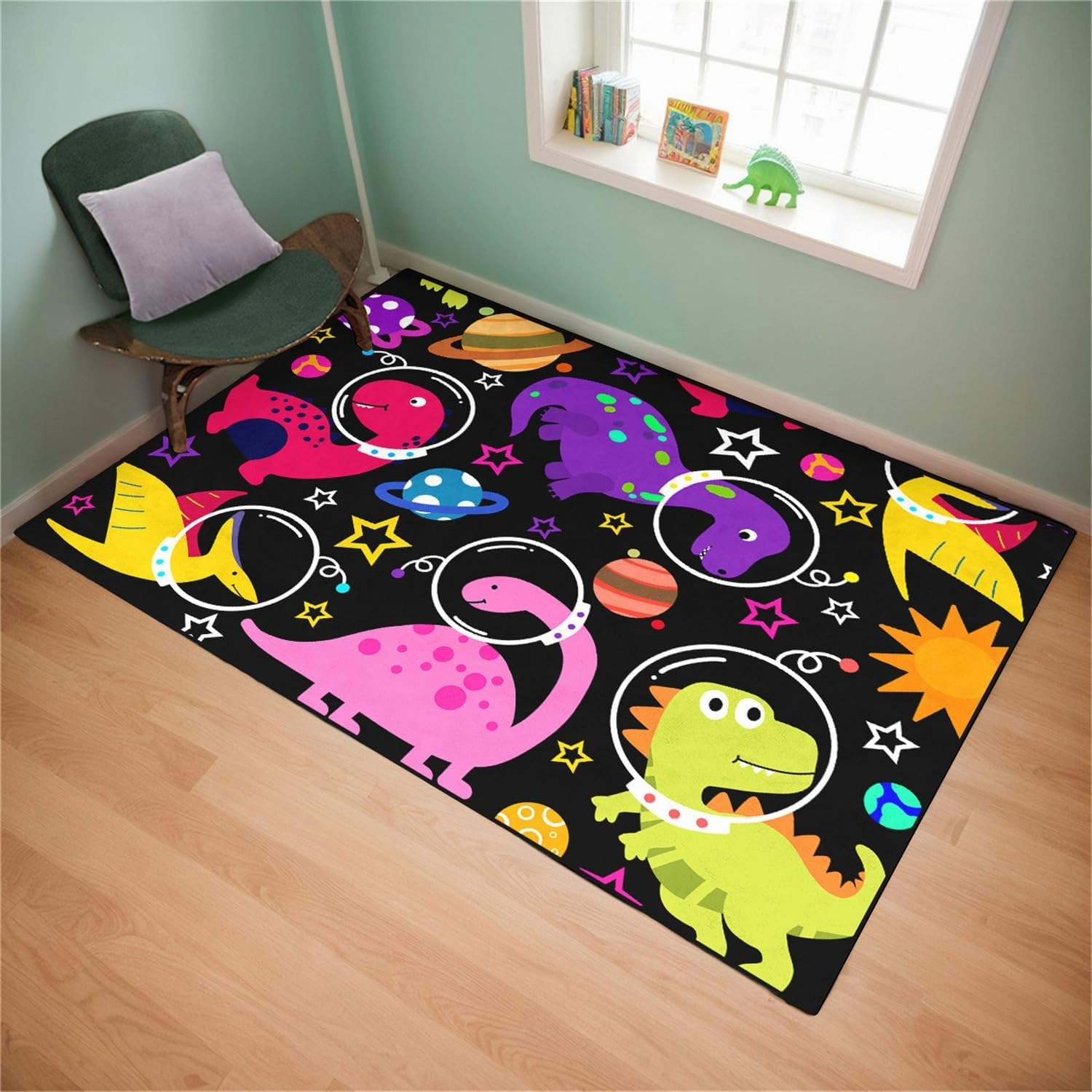 Dinosaur Rug - Cartoon Dinosaur Rugs for Boys Bedroom Cute Dino Carpet for Boys Girls Room Decor Kids Animal Print Carpet for Living Room Floor Mats, 2.5x4 Feet