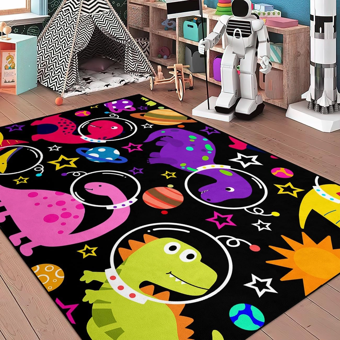 Dinosaur Rug - Cartoon Dinosaur Rugs for Boys Bedroom Cute Dino Carpet for Boys Girls Room Decor Kids Animal Print Carpet for Living Room Floor Mats, 2.5x4 Feet