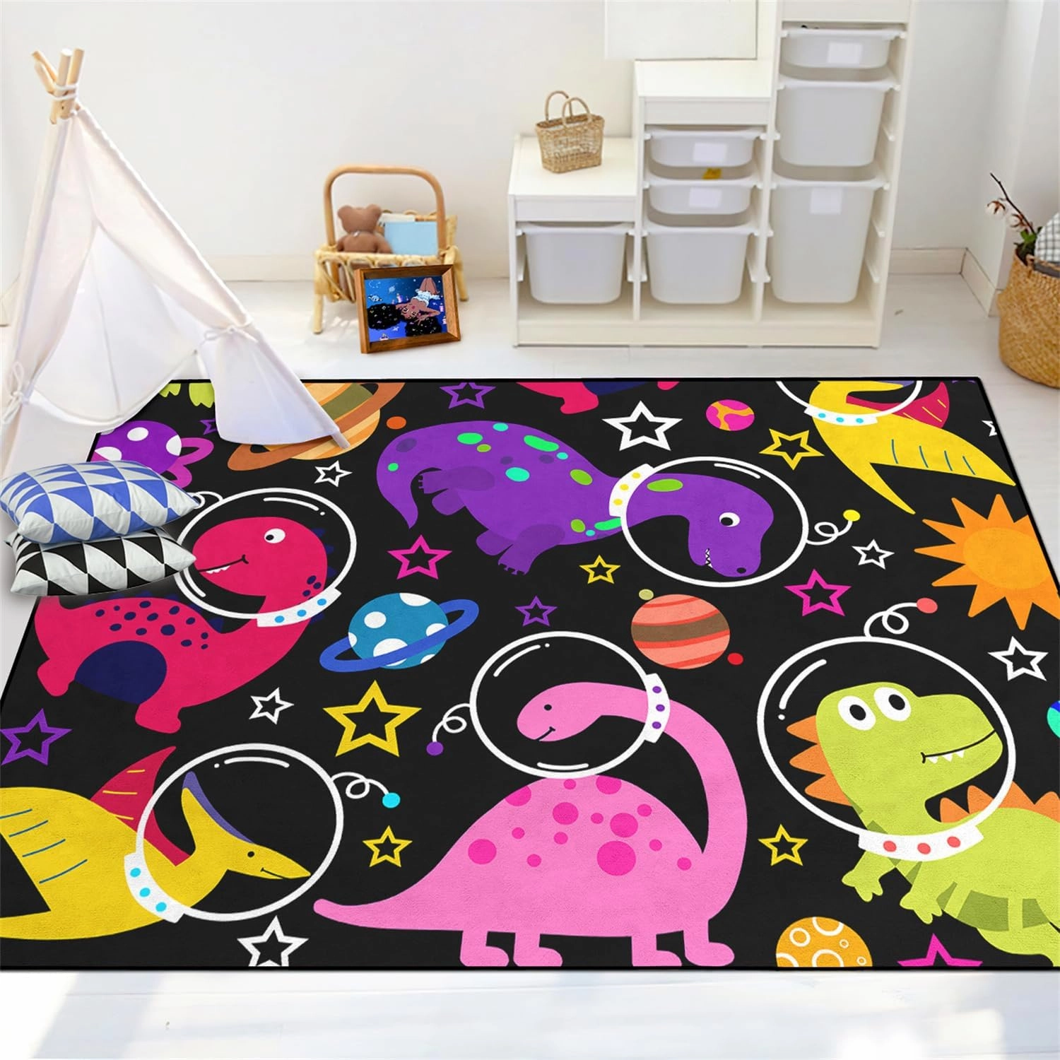 Dinosaur Rug - Cartoon Dinosaur Rugs for Boys Bedroom Cute Dino Carpet for Boys Girls Room Decor Kids Animal Print Carpet for Living Room Floor Mats, 2.5x4 Feet