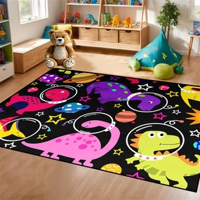 Dinosaur Rug - Cartoon Dinosaur Rugs for Boys Bedroom Cute Dino Carpet for Boys Girls Room Decor Kids Animal Print Carpet for Living Room Floor Mats, 2.5x4 Feet