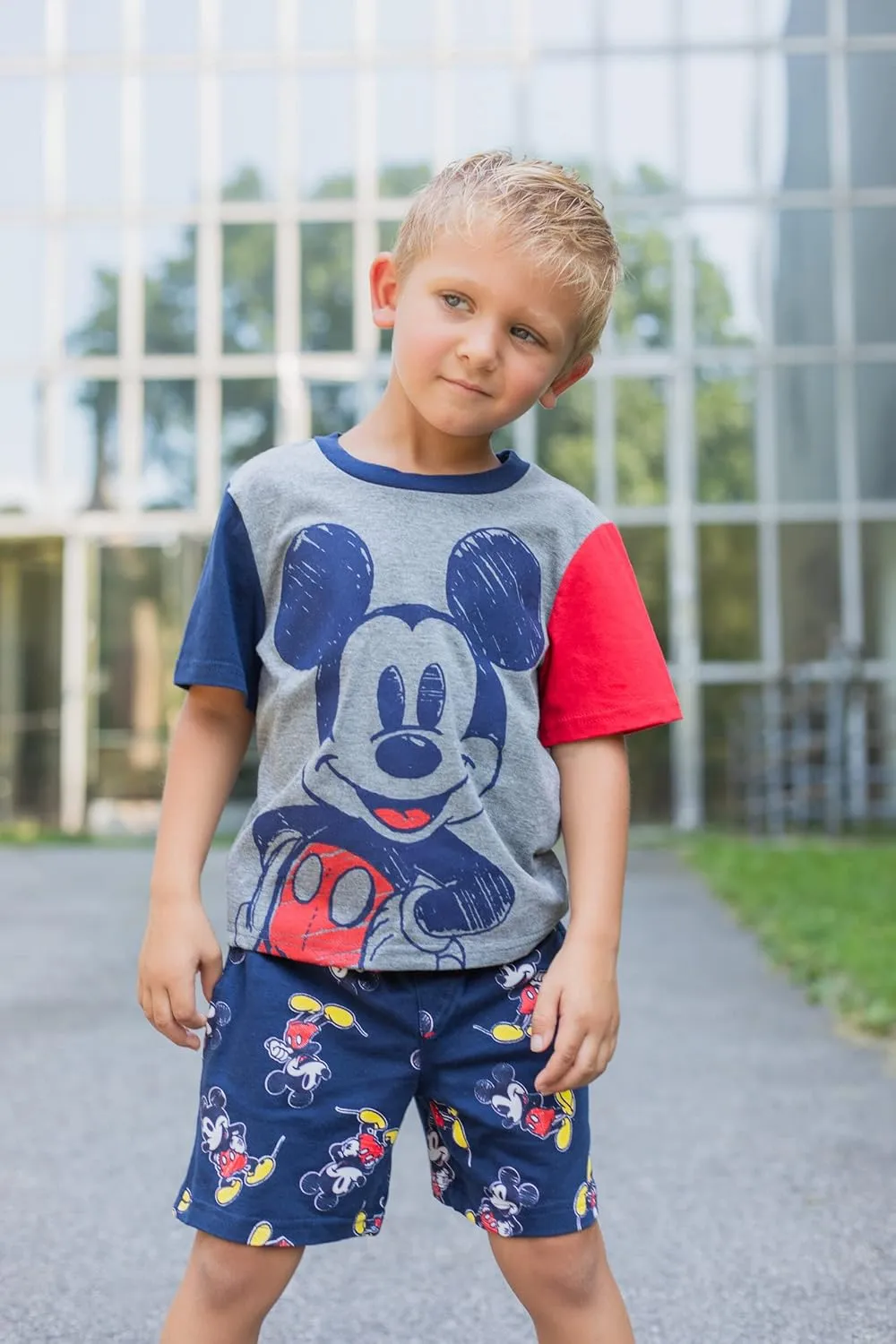 Disney Mickey Mouse Lion King Pixar Cars Pixar Toy Story French Terry T-Shirt and Shorts Outfit Set Toddler to Big Kid