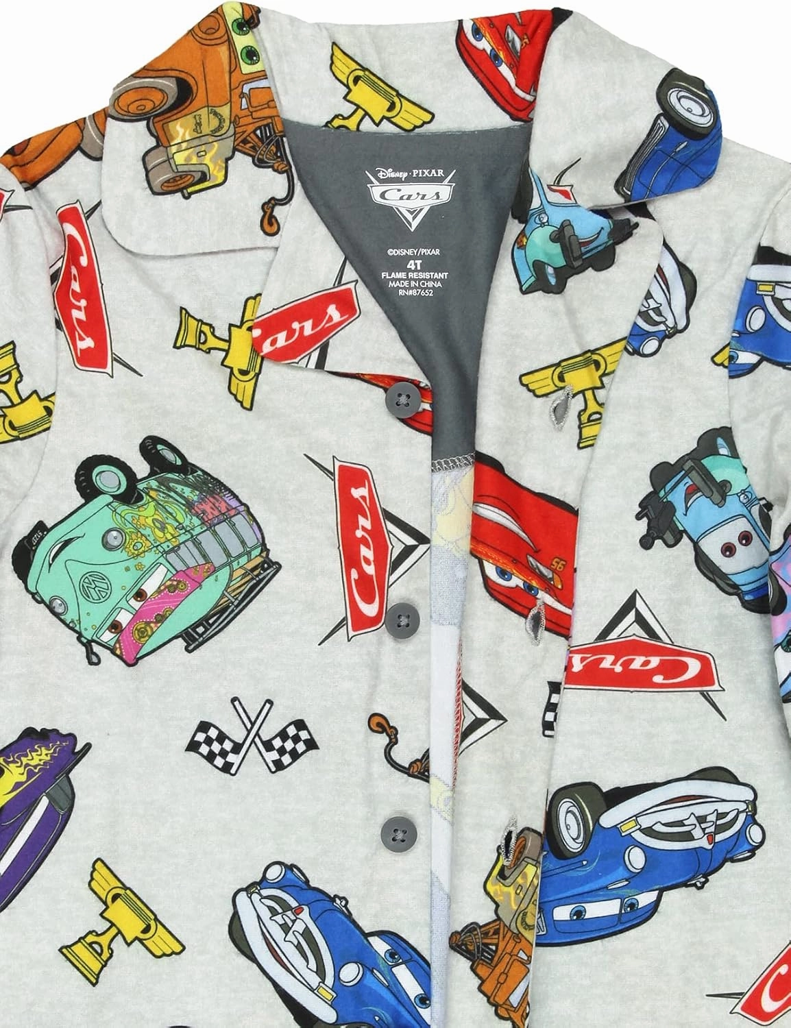 Disney Cars Toddler Kids Flannel Coat Style Pajamas Set