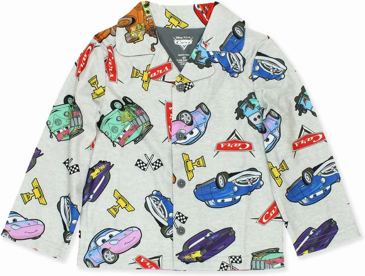 Disney Cars Toddler Kids Flannel Coat Style Pajamas Set